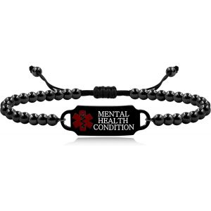 Kal-Bracelet M&eacute;dical D'urgence Perl&eacute; Personnalis&eacute;, Symbole M&eacute;dical Croix-Rouge, Identification M&eacute;dicaments Et Allergies Bijou, Bracelet D'alerte M&eacute;dical En Perles D'acier Inoxydable Et Cuivre - Neuf