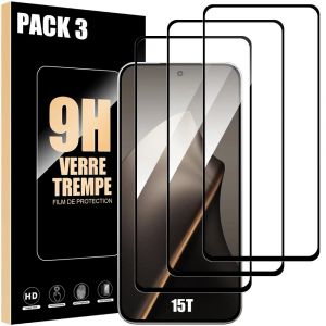 3 Verre Tremp&eacute; Int&eacute;gral pour Xiaomi 15T - Protection d'&eacute;cran Antichoc Anti-Rayures 9H - E.F.Connection - Neuf