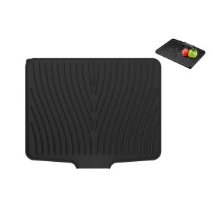 Tapis &Eacute;gouttoir En Silicone Avec &Eacute;vacuation Pour Plan De Travail - Noir - Neuf