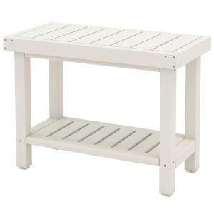 Tabouret salle de bain 61 x 31 x 49 cm 2 niveaux de rangement design polyvalent en HDPE blanc Helloshop26 20_0017266 - Neuf