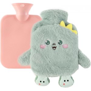 JGD-Bouillotte dEau Chaude, 1L Bouillotte Chaude avec Housse, Hot Water Bottle, Doux et Confortable Petite Bouillotte, Bouillotte Enfant, Pour Les Hommes et Les Femmes de La Famille (A) - Neuf