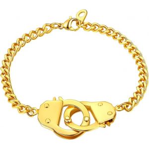 Eryi-Bracelet Pour Femme Homme En Acier Inoxydable Bracelets Menotte Couple Ado Plaqué Or Chaîne Maille 4mm-19cm Bijoux Du Poignet Bracelet Manchette - Neuf