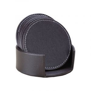 Dessous De Verre Ronds En Cuir Pu Bleu, Sets De Table Avec Porte-Café, Thé, Bière, Boisson, 6 Pièces - Neuf