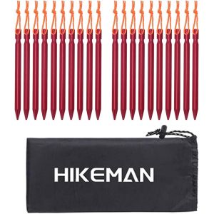 Eryi-Lot De 20 Piquets De Tente En Alliage D'aluminium Avec Cordon De Serrage Pour Camping, Randonnée, Plage (Rouge) - Neuf