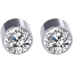 Kal-® Paire De Faux Boucle D'oreille Magnétique, Faux Piercing Aimant Brillant 5 Mm Et150, Taglia Unica, Acier Inoxydable, Acier - Neuf