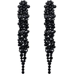 Kalhx-Boucles D'oreilles En Cristal Strass Banquet Long Lustre Pendaison Boucles D'oreilles Pour Femme Mariage Prom Mari&eacute;e Clair Ton D'argent - Neuf