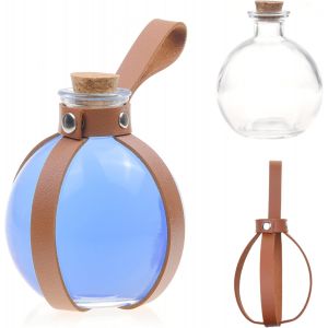 CAUC-Magique Sph&eacute;rique bouteille en verre transparent - Cosplay, Sorcier, Accessoire costume de Sorci&egrave;re - Avec un bouchon en li&egrave;ge, un support de manche en similicuir - Neuf
