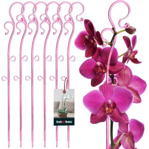 ERYI-® 6 X Poteau De Support De Fleurs 39 Cm | Support De Plantes En Pot En Lastique Rose | Baton Support Fleurs - Neuf
