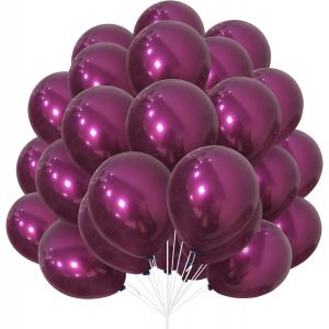 Ballons Violet Rouge,30 pcs Ballons Bordeaux Latex 10 pouces 30,5 cm Ballon Double Stuff Épais Violet Foncé avec Ruban pour Fêtes d'Anniversaire Mariage Prénuptiale Décorations de Baby Shower Neutre - Neuf