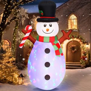 150Cm Bonhomme De Neige Gonflable De Noël De Avec Lumières Led Rotatives Colorées, Decoration Noel Exterieur Gonflable, Bonhomme De Neige Lumineux, Décoration De Noël Pour Pelouse Jardin[Z116] - Neuf