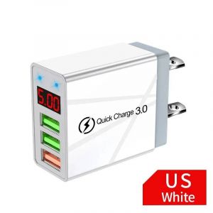 Chargeur Usb 3 Ports,Adaptateur Mural &Agrave; Charge Rapide Avec Affichage Num&eacute;rique Led,Pour Samsung S23 Xiaomi 14 Pro Huawei Mate 60 Redmi--White Us Plug - Neuf