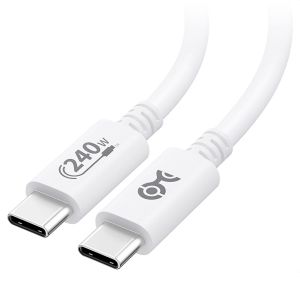 [Certifi&eacute; USB-IF] Cable USB C vers USB C 240w 1m pour MacBook Pro, Dell XPS (Cable USB C 2m charge rapide, C&acirc;ble USB C 140W) avec Power Delivery 3.1 Blanc (USB 2.0, Pas de vid&eacute;o) - Neuf