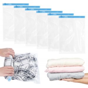 lbgwp60-10 Piècessac Rangement Sous Vide, Sac Sous Vide Voyage, Sacs De Compression Voyage, 60X40Cm Housse De Rangement Réutilisables Enroulables Pour Val s Vêtements, Pas Besoin De Pompe - Neuf