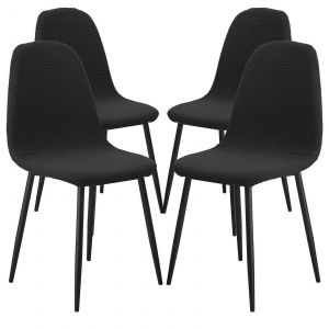 Housses De Chaise De Salle À Manger Housses De Chaise Extensibles Housses De Chaise Pour Cuisine,Salon,Bureau,Salle À Manger (Noir,4 Pièces) - Neuf