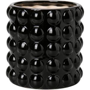 Pot De Fleurs En C&eacute;ramique De 14 Cm-Style Boh&egrave;me-Avec Soucoupes Et Trous De Drainage-Noir-Pour Plantes Grasses-Pour Int&eacute;rieur Et Ext&eacute;rieur - Neuf