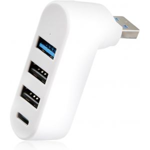 KAL-Hub Usb 3.0 Rotatif &Agrave; 90&deg;/180&deg; 4 Ports Usb 3.0, Extensible 1 Port Usb &Agrave; 4 Ports (1X Type-C, 1 X Usb 3.0, 2 X Usb 2.0) Pour Ordinateur Portable, Pc, Macbook, Ps5, Ps4, Transfert De Donn&eacute;es - Neuf