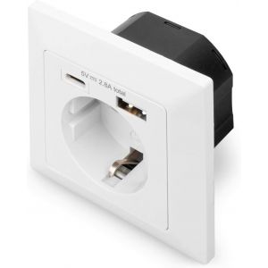 DA-70618 - Chargeur USB encastr&eacute; - 2X USB-A jusqu'&agrave; 2.8A / 1x USB-C jusqu'&agrave; 2.8A - Profondeur d'encastrement 32 mm - Conditionnellement Design - Blanc Pur RAL 9003 - Neuf