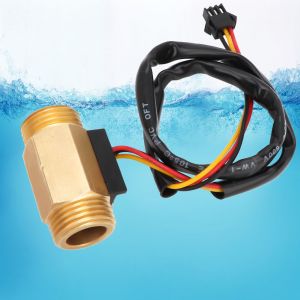 Capteur de debit de liquide a effet Hall, filetage male double G1/2, 5 V CC, 1 a 30 l/min - Neuf