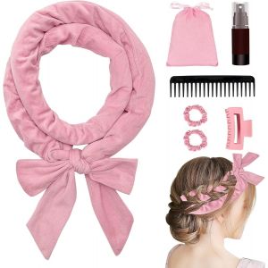 Kal-Bigoudis Sans Chaleur, Lot De 7 Bigoudis Antidérapants, Cheveux Boucle Sans Chaleur, Pour Les Cheveux Longs Et Courts (Rose) - Neuf