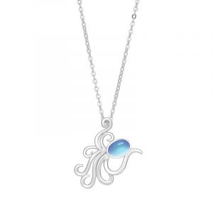 Collier En Larimar Naturel En Argent - Pieuvre - Bijoux En Larimar Naturel - Magnifiques Pierres De Larimar Bleu - Colliers En Larimar Pour Femme - Neuf