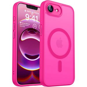 Eryi-Coque Magnétique Pour Iphone 16e(6,1 Pouces), Compatible Avec Magsafe, [Protection Complète De L'appareil Photo] Housse Fond Mat Translucide,Rose Vif - Neuf