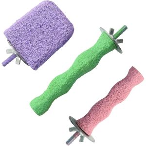 Chenquansarl-Lot De 3 Perchoirs Color&eacute;s Pour Cage &Agrave; O Aux Rugueux Pour Perroquet, Perchoir &Agrave; Patte, Perchoir De Meulage Pour O Aux, Perroquets, Perruches, Calopsittes, Conures, Ins&eacute;parables - Neuf