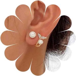 Kalhx-Boucles D'oreilles Boho En Perles Boucles D'oreilles Vintage Cz Queue De Poisson Boucles D'oreilles Doubles En Perles Boucles D'oreilles Queue De Sirène Boucles D'oreilles À Griffes En - Neuf