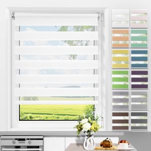 Store Enrouleur Jour Nuit Sans Per&ccedil;age, Facile &Agrave; Installer Avec Clips Pour Fen&ecirc;tre Ou Porte, 90L X 230L Cm, Blanc - Neuf