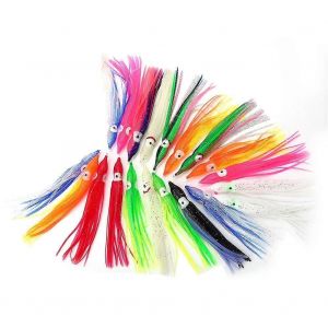 20pcs Nouveau Utile Couleur M&eacute;lang&eacute;e Calmar Jupe Eau Sal&eacute;e Douce Mer P&ecirc;che App&acirc;t (12cm) - Neuf