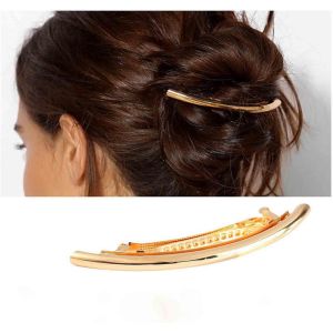 Kal-Barrettes Simples En Métal Doré Barrette Courbe Barrette Longue Barrette Barrette Décorative Accessoires Cheveux En Métal Bijoux Pour Femme Coiffure(Doré2) - Neuf