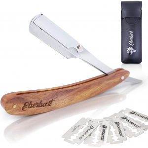 Rasoir Traditionnel En Acier Rasoir Coupe Choux À Lames Et Manche En Bois De Rose Pour Rasage De Barbier 10 Demi-Lames De Rasoir Et Étui - Neuf