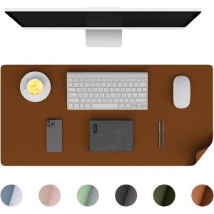 KALANKA-Sous-main Bureau, tapis de bureau en cuir PU, grand tapis de souris, protection de bureau antidérapant, bloc de bureau imperméable pour bureau et maison (marron, 90 x 43 cm) - Neuf