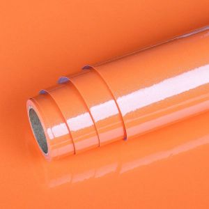 Trahoo-Papier Peint Adhésif Orange Uni Film Adhésif Pour Meuble Cuisine Comptoir Placard Autocollant Amovible Lavable Décoratif Papier Vinyle Adhésif Orange De 40cm*2m - Neuf