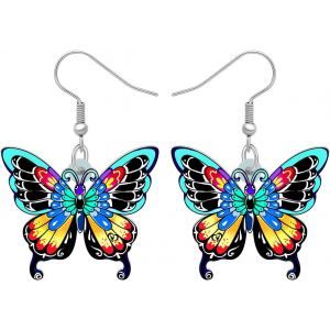 Kal-Boucles D'oreilles Papillon En Acrylique Insectes Pendentif Papillon Cadeaux Pour Femmes Filles Printemps Bijoux Papillon - Neuf