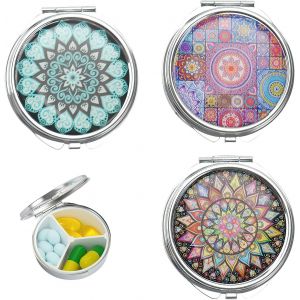 Lot De 3 Mini Boîtes À Médicaments Rondes Portables En Métal, Petit Pilulier De Voyage, Pilulier Quotidien Étanche, Pilulier Cardio, Pilulier De Poche Pour Sac À Main - Neuf