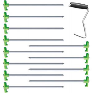 Yemaesre-12 Pièces Veilleuse Piquet De Tente, Sardines Camping 7 × 200 Mm, Sardine Pour Tente Avec Dissolvant Pour Ongles, Pour Camping, Pique-Niques, Expositions En Plein Air (Vert Émeraude) - Neuf