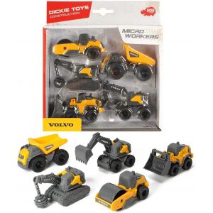 KAJGL-Lot De 5 Jouets Volvo Micro Worker-Pour Enfants À Partir De 3 Ans-Jaune/Gris 203722008 - Neuf