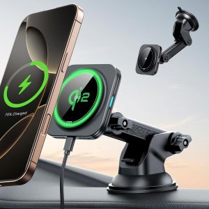 Qi2 15w Magsafe Car Phone Holder, Magsafe Car Charger, Dashboard And Windshield Magnetic Phone Holder Wireless Charger For Iphone 16/15/14/13/12, S25, Fast Charging - Neuf