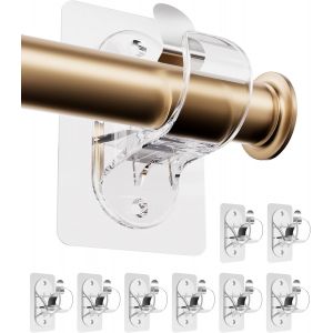 ERYI-Support De Tringle À Rideaux Sans Percer, Support De Tringle Autocollant Avec Vis, Support De Tringle Pour Salle De Bain, Cuisine, Salon, Chambre (8 Pièces) - Neuf