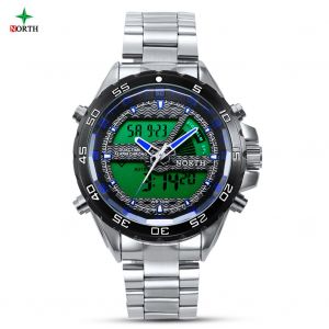 Montre De Sport Analogique Numerique A Led Pour Homme, Etanche Jusqu'a 30 M, A Quartz, Electronique, Bleue - Neuf