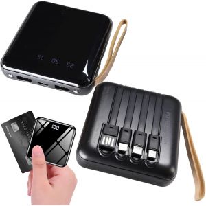 Lbgwp60-Batterie Externe Charge Rapide 10 000 Mah | Power Bank Charge Rapide Avec Sortie Usb Et Usb C | Batterie Portable Pour Iphone Avec Câbles Intégrés, Compatible Avec Samsung Huawei Ipad Macbook - Neuf