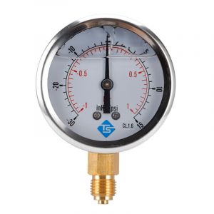 Jauge de pression, -30-0 inHg/psi-1-0 bar, 1/4"" NPT fixation basse, l'Air, l'Eau Hydraulique Manomètre de Pression d'Huile Jauge de Jauge Radiale, Remplie d'Huile - Neuf