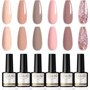Semi-Permanent Nail Polish Pale Pink Glitter Nude Uv Gel Polish 6 Colours 8ml Uv Led Gel Nail Polish Soak Off Semi-Permanent Gels - Neuf
