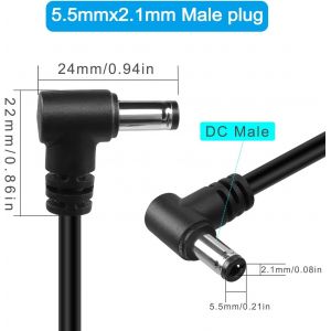 Câble D'alimentation En Queue De Cochon À Angle Droit De 90 Degrés 18 Awg Prise Mâle D'alimentation Cc Vers Fil Nu Extrémité Ouverte Câble D'alimentation En Queue De Cochon (18awg) - Neuf