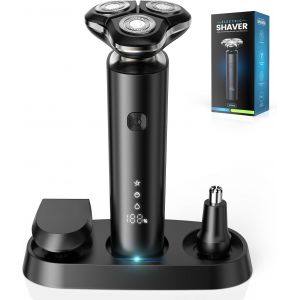Rasoir Electriques Hommes, 3d Tondeuse Barbe Homme- Rasoirs Électriques Homme Avec Rechargeable Base -Rasoir Humide/Sec Étanche, Ipx7 Etanche Rasoir Electriques Hommes Avec Ecran Led. - Neuf