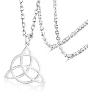 Kal-Collier Avec Pendentif Noeud Celtique Triquetra Trinit&eacute; - Collier Porte-Bonheur - Noeud Celtique Irlandais - Triangle Vintage - En Acier Inoxydable - Cadeau Pour Femme Et Homme - Neuf