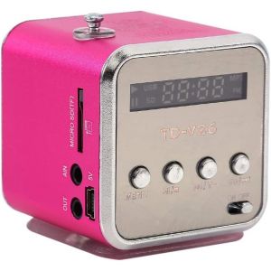 Mini Haut-Parleur Lecteur de Musique Portable l&eacute;ger Radio FM st&eacute;r&eacute;o PC Support de Mode Carte TF et Disque U Plug abd Play Support syst&egrave;me de fichiers FAT16/FAT32(Rose) - Neuf
