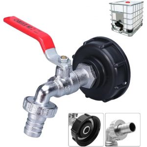 Robinet de vidange IBC 3/4"" avec raccord de tuyau et adaptateur, filetage grossier S60X6, adaptateur de r&eacute;servoir de vidange IBC pour robinet, r&eacute;servoir de 1 000 L - Neuf