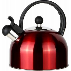 Kalanka-Bouilloire Sifflante Induction 2,5 L Inox Th&iquest;&iquest;I&iquest;&iquest;Res Pour Cuisini&iquest;&iquest;Re, Bouilloire Gaz, Poign&iquest;&iquest;E R&iquest;&iquest;Sistante &iquest;&iquest; La Chaleur, Tous Feu Donc Induction, Th&iquest;&iquest;I&iquest;&iquest;Re Avec Sifflet Pour, Rouge - Neuf