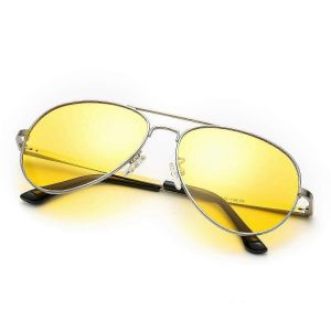 Lunettes De Conduite Nocturne,Lunettes De S&eacute;curit&eacute; Anti-&Eacute;blouissement &Agrave; Vision Nocturne,Verres Jaunes Polaris&eacute;s Pour La Conduite De Jour Et De Nuit,Protection Uv400 - Neuf